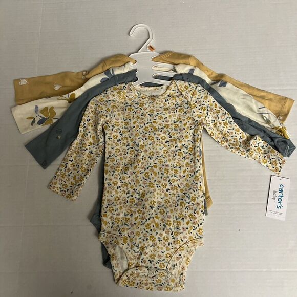 Carter’s Sz 12 Mo Baby 4-Pack Long-Sleeve One Piece Bodysuits Brand New - Picture 1 of 11